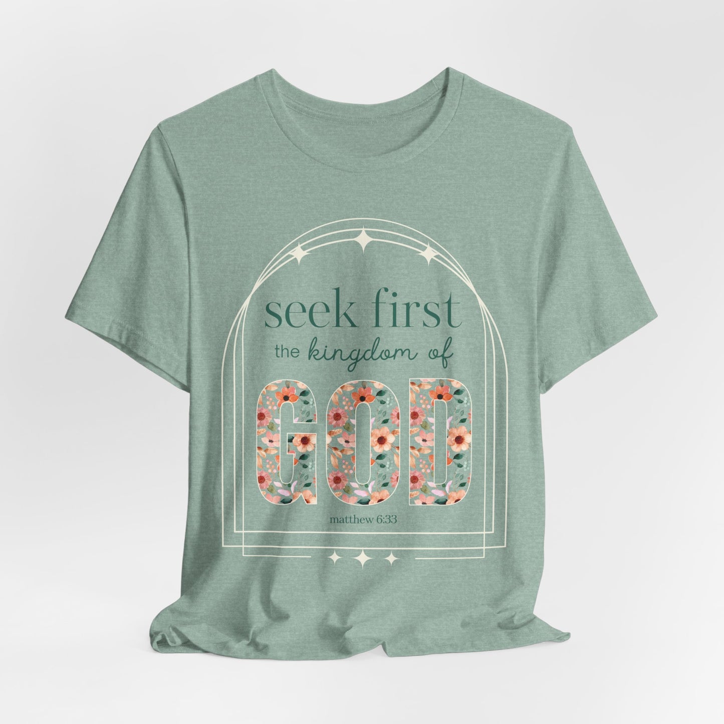 Christian-T-Shirt--Christain-Gift-Cute-Tee-Shirt-Seek-First-Matthew-6-Faith-Tee