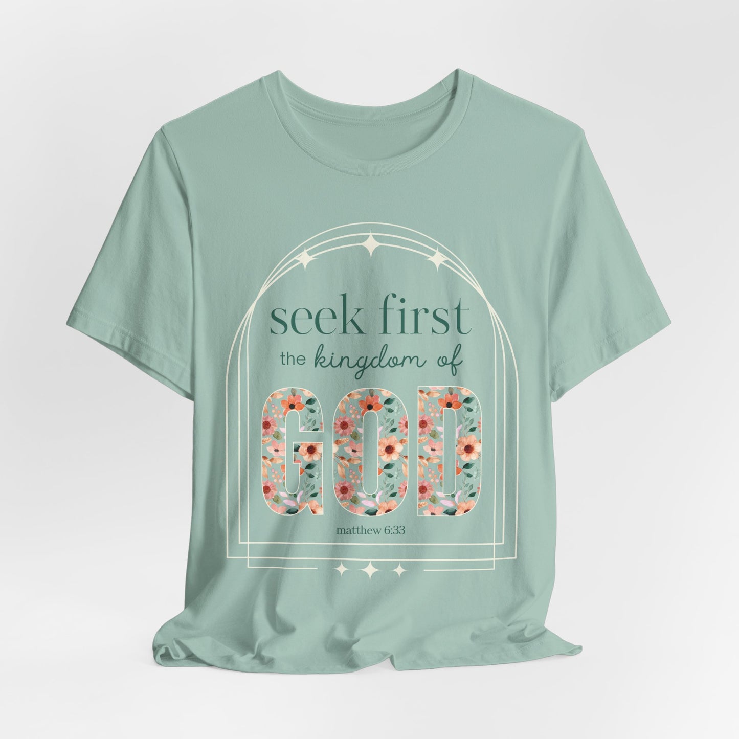Christian-T-Shirt--Christain-Gift-Cute-Tee-Shirt-Seek-First-Matthew-6-Faith-Tee