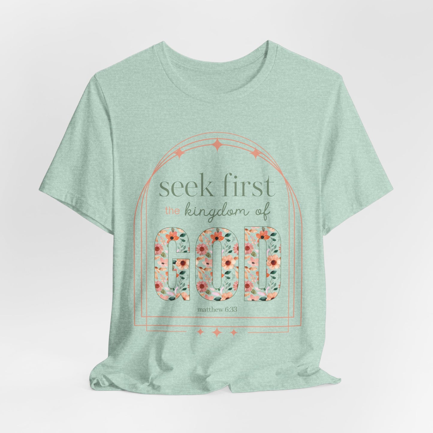 Christian-T-Shirt--Christain-Gift-Cute-Tee-Shirt-Seek-First-Matthew-6-Faith-Tee