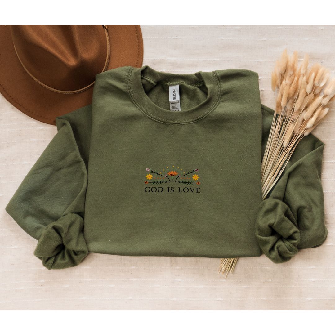 Floral-Embroidered-Sweatshirt-God-Is-Love-Sweatshirt-Gift-For-Christian-Friend