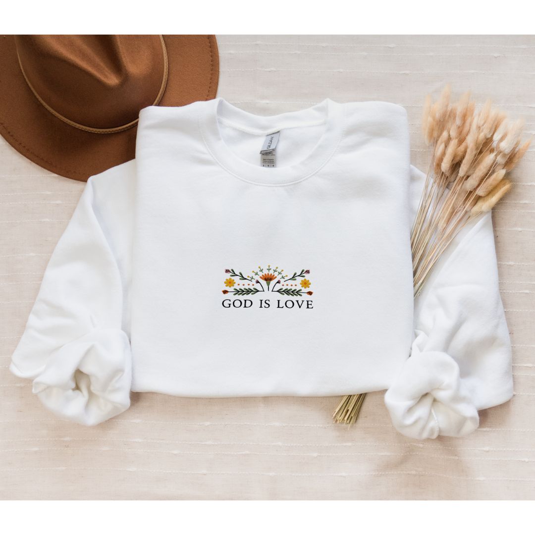 Floral-Embroidered-Sweatshirt-God-Is-Love-Sweatshirt-Gift-For-Christian-Friend