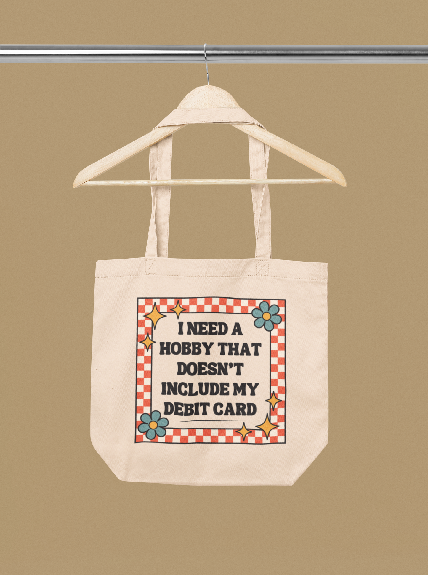 Funny Tote For Shopping Addict Gift Retro Style Organic Cotton Tote For Shopping