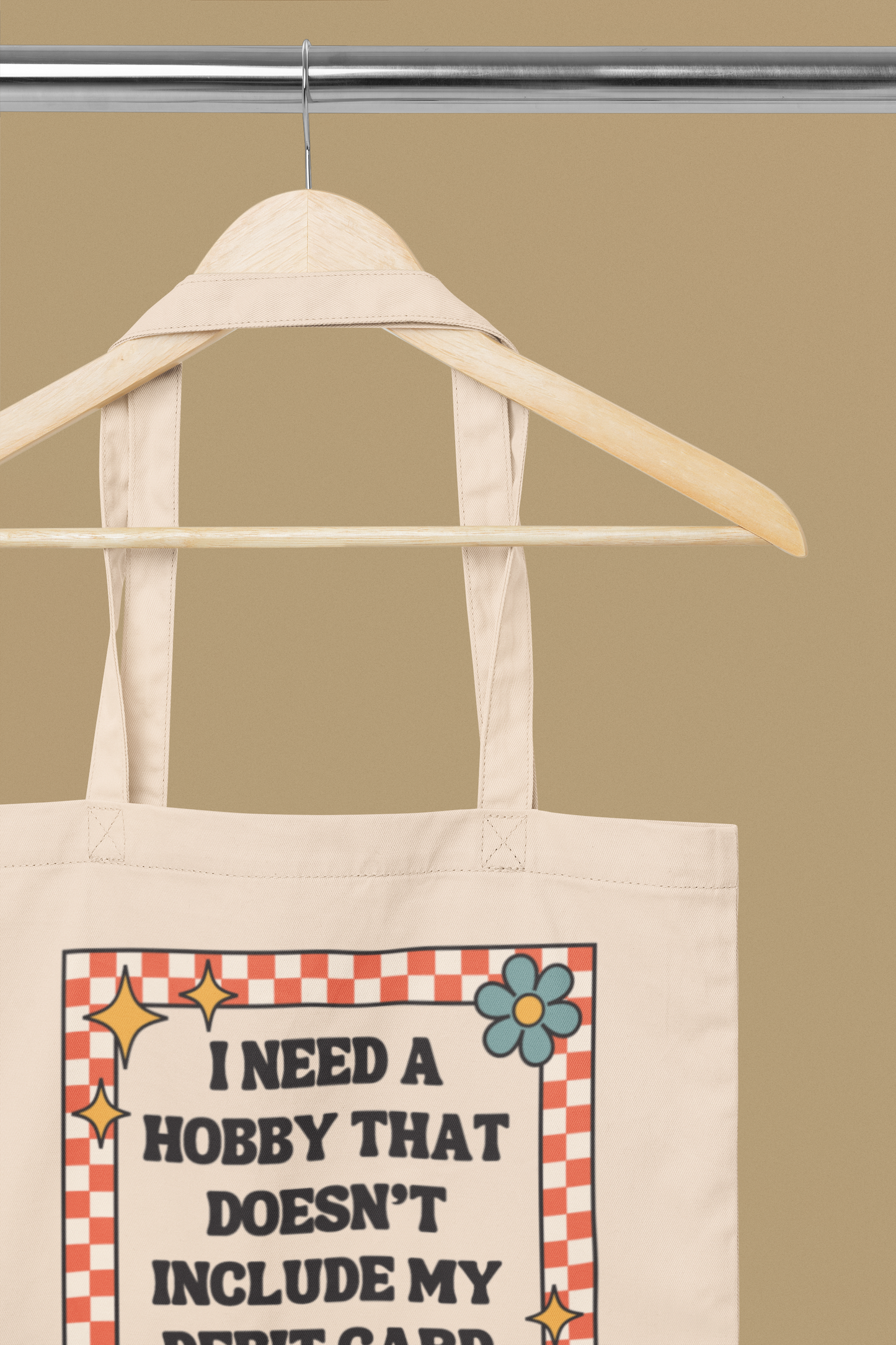 Funny Tote For Shopping Addict Gift Retro Style Organic Cotton Tote For Shopping