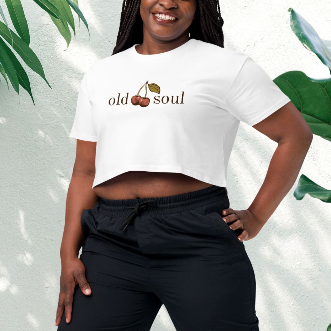 Old Soul Tee Vintage Style Cherry Aesthetic Crop Top