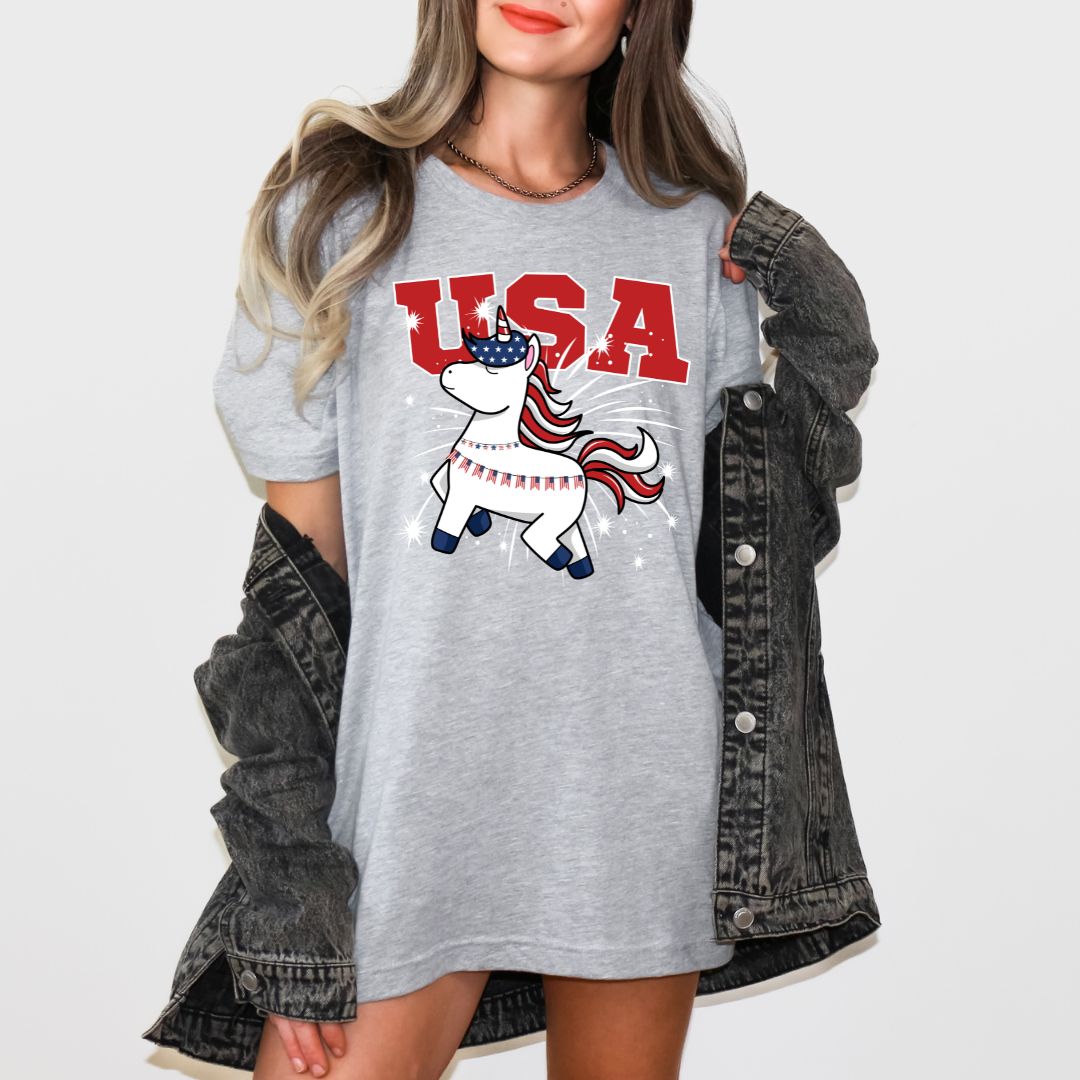 4th Of July Tee Patriotic Unicorn America Shirt For Funny USA Tee Unicorn Lovers Gift