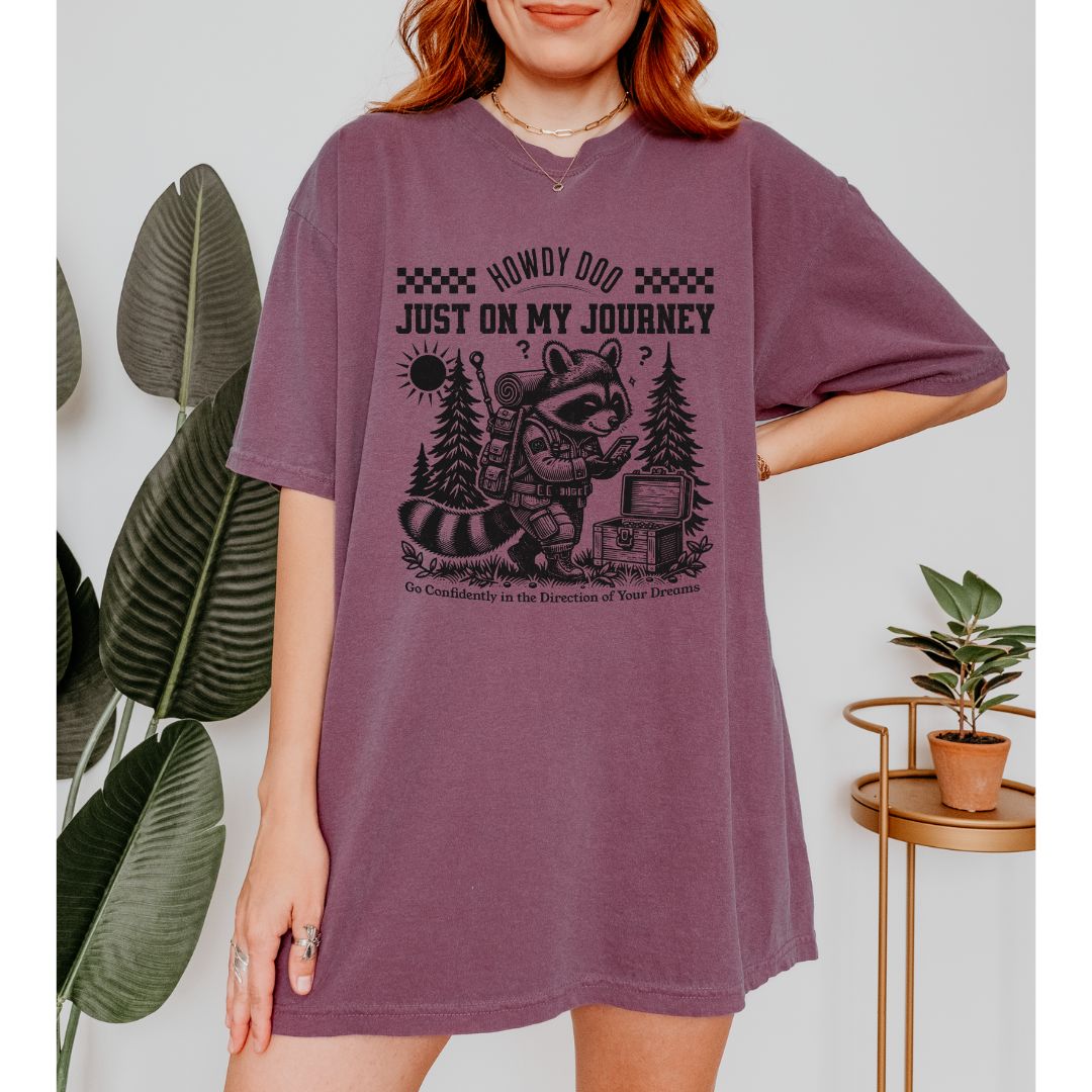Encouraging-Quote-T-Shirts-For-Adventure-Tees-Raccoon-Life-Is-A-Journey-Comfort-Colors
