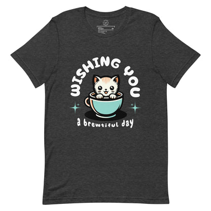 Brew-tiful Day Cat Punny Tee Wordplay Cute Tee Shirts & Gifts