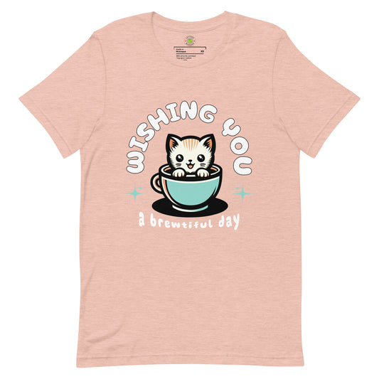 Brew-tiful Day Cat Punny Tee Wordplay Cute Tee Shirts & Gifts