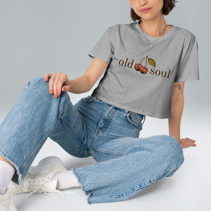 Old Soul Tee Vintage Style Cherry Aesthetic Crop Top