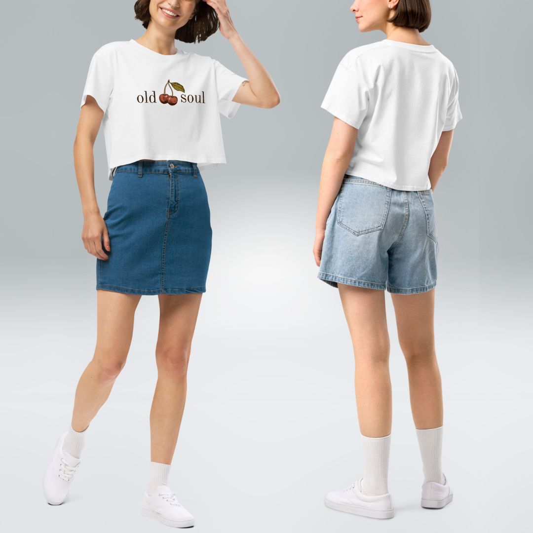 Old Soul Tee Vintage Style Cherry Aesthetic Crop Top